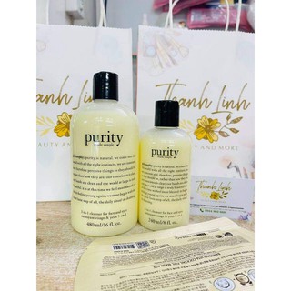 Sữa rửa mặt Philosophy Purity made simple 3 IN 1 cleanser for face and eyes làm sạch và nhẹ dịu cho mọi loại da 480ml