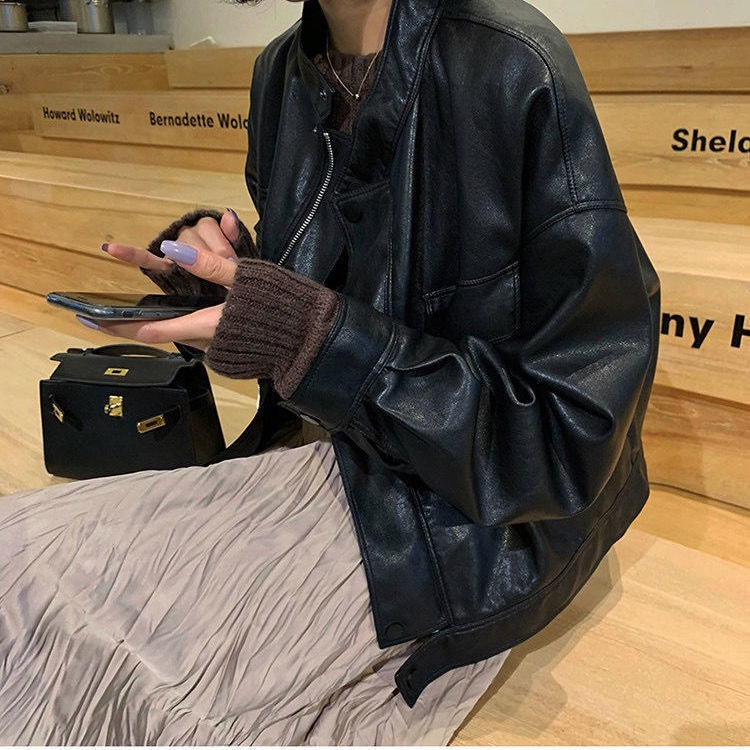 Áo khoác bomber vải da thời trang cá tính cho nữ