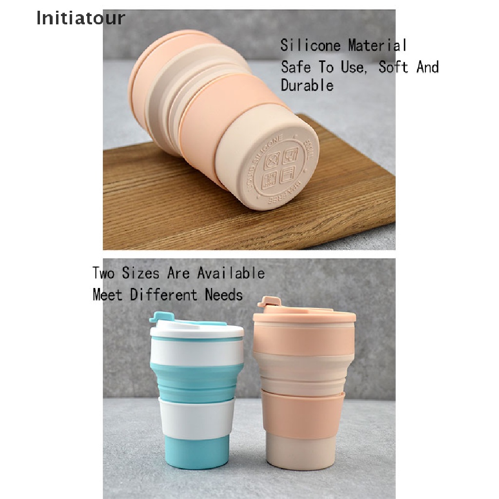 Cốc Silicone 350 / 500ML Có Thể Gấp Gọn Tiện Dụng Mang Theo Du Lịch Cắm Trại