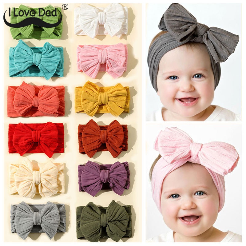 3Pcs/Set Cute Big Bowsknot Baby Headband  Elastic Newborn Girl Hair Band Soft Turban Hair Accessories