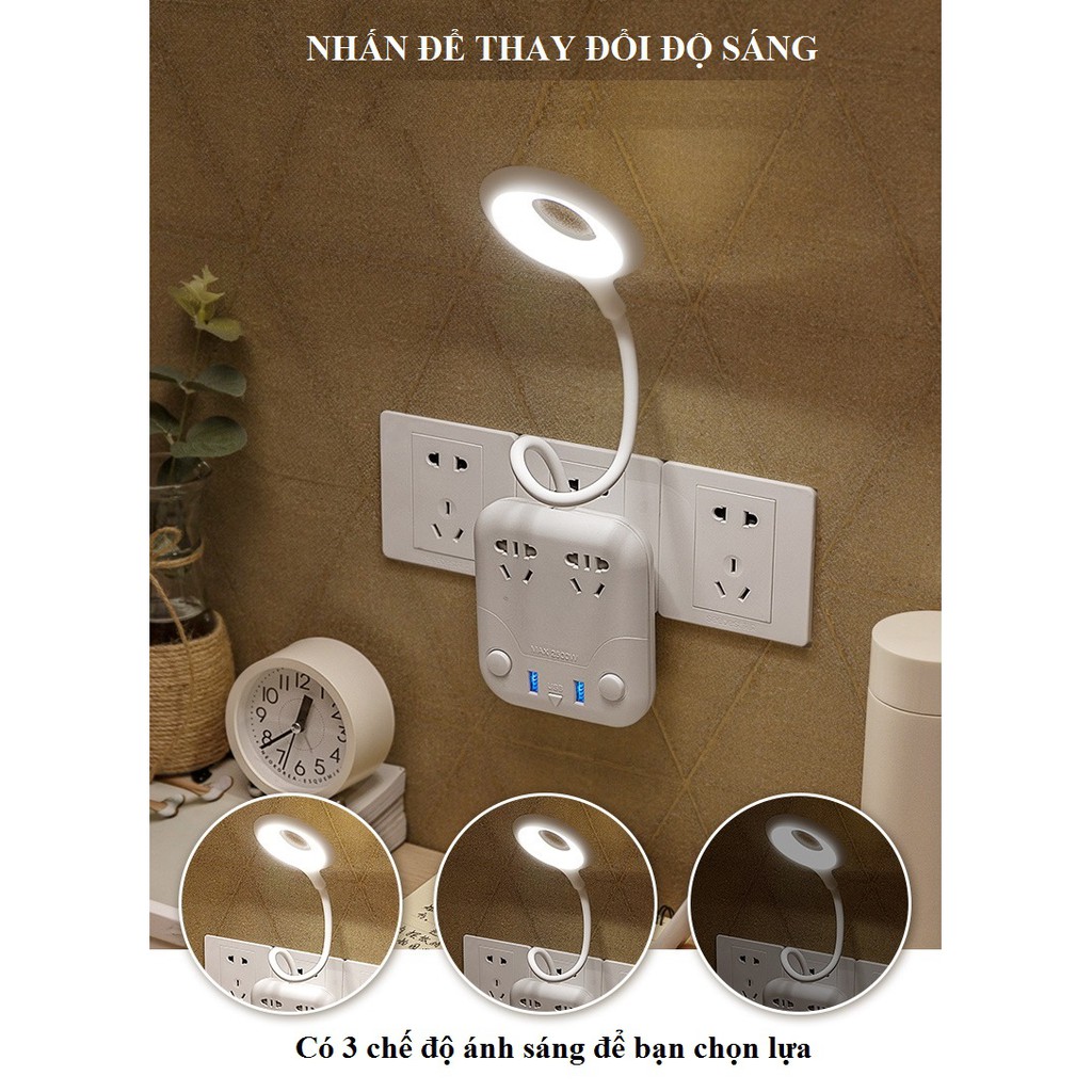 Ổ Cắm Điện Đa Năng Tích Hợp Đèn Led Hình Mèo Cute, Cổng USB Chống Giật Thông Minh