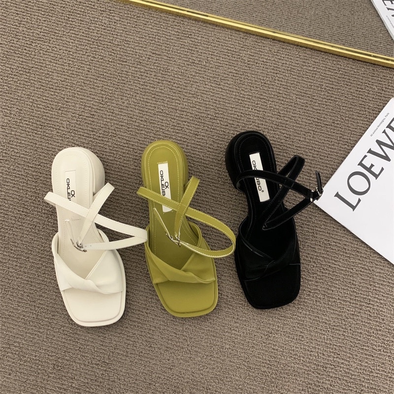 Giày Sandal Cao Gót Cài Khóa Đính Nơ Phong Cách Thời Trang Hàn Quốc Hàng Mới Dành Cho Nữ 2022