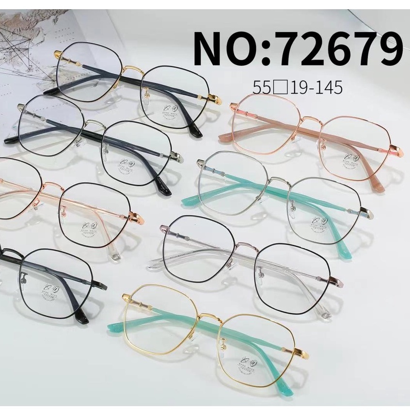 Gọng kim loại thời trang nam nữ 0 độ - có thể cắt cận theo yêu cầu z72679