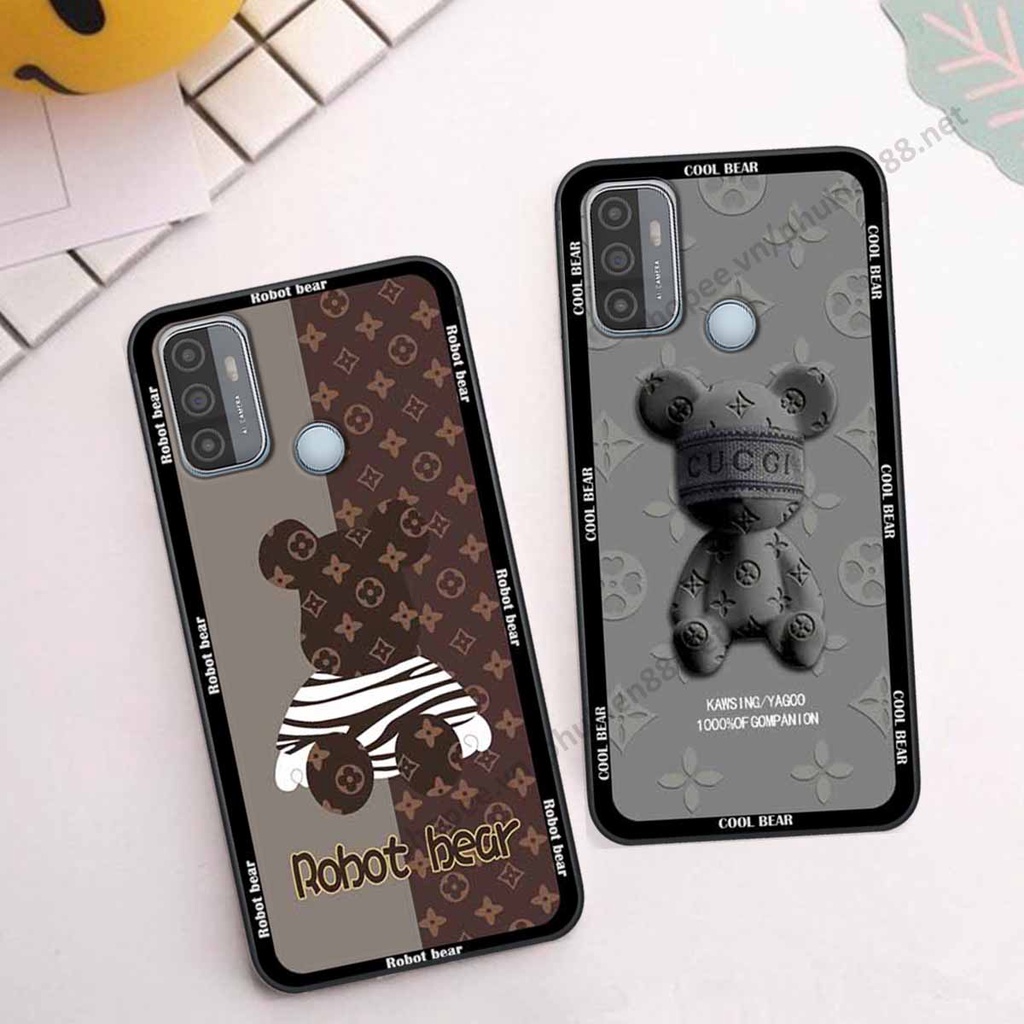 Ốp Oppo A53 bear, k@ws thương hiệu phong cách ốp lưng thời trang cao cấp