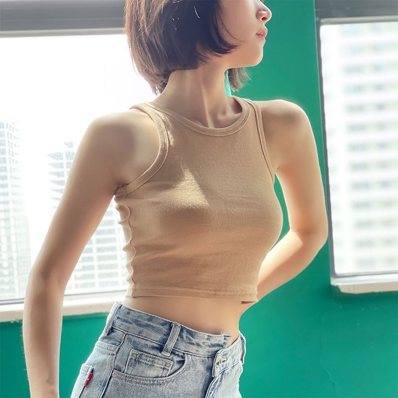 Áo Ba Lỗ Nữ Dáng Croptop Cotton Tăm Siêu Mềm