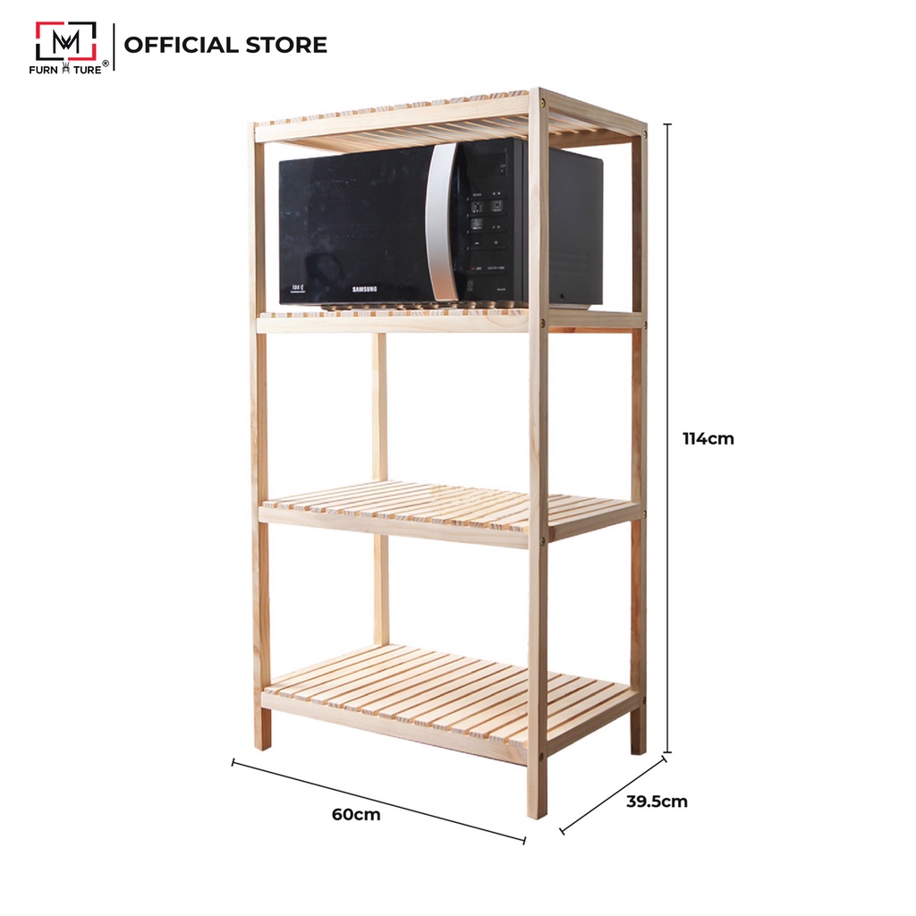 Kệ lò vi sóng 4 tầng gỗ thông nhập khẩu nhiều màu MW FURNITURE - Nội thất phòng bếp