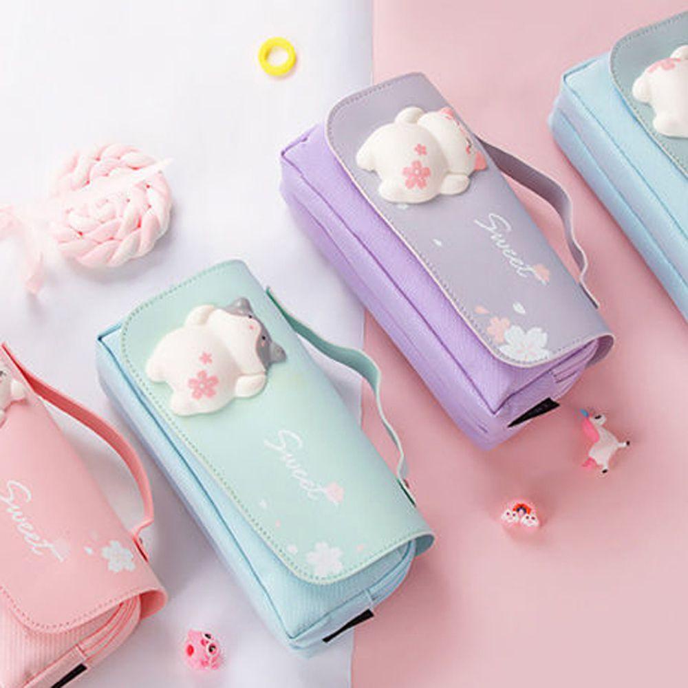 Hộp Đựng Bút Hai Ngăn Họa Tiết Hoạt Hình Dễ Thương Cho Bé Gái
