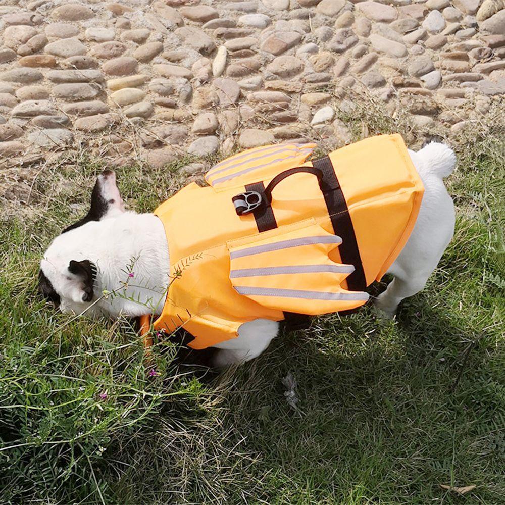 Áo Phao Cứu Sinh Có Tay Cầm Họa Tiết Sọc Phản Quang Dành Cho Chó Cưng