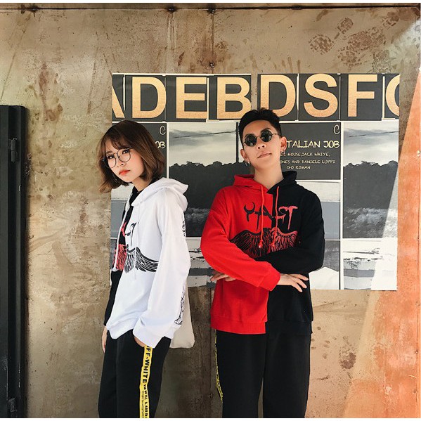 ÁO HOODIE NỈ NAM NỮ PHỐI CÁNH TIÊN | BigBuy360 - bigbuy360.vn