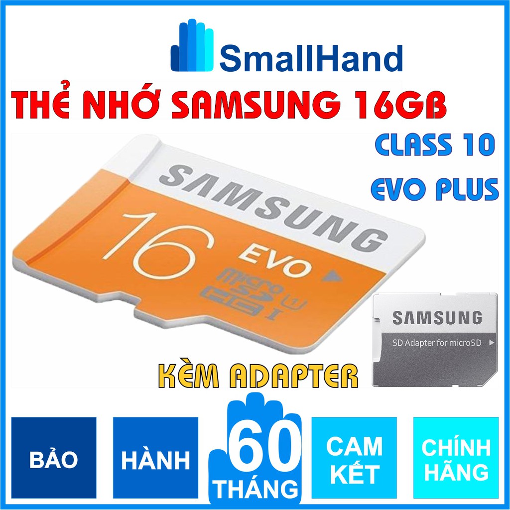 Thẻ nhớ MicroSD SamSung 16GB Chính hãng – Bảo hành 5 năm – Evo Plus Class 10 – Kèm Adapter