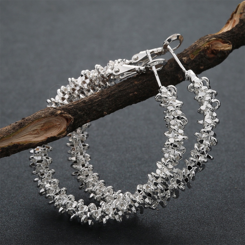 Khuyên tai mạ bạc 925 đính đá lấp lánh sang trọng quý phái dành cho nữ