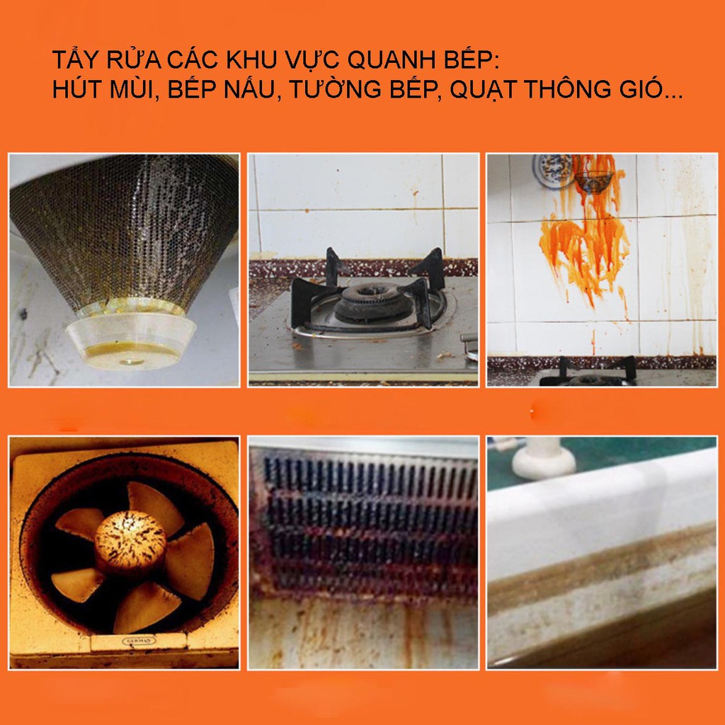 Bình Xịt Bọt Tuyết Tẩy Rửa: Bếp Gas, Xoong, Nồi, Hút Mùi, Tường, Chậu Rửa. Kitchen Clean, 500ml [BÌNH XỊT]