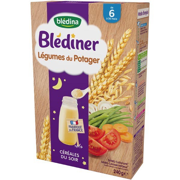 Bột lắc sữa Bledina ban đêm vị ngũ cốc, rau củ 6m 240g