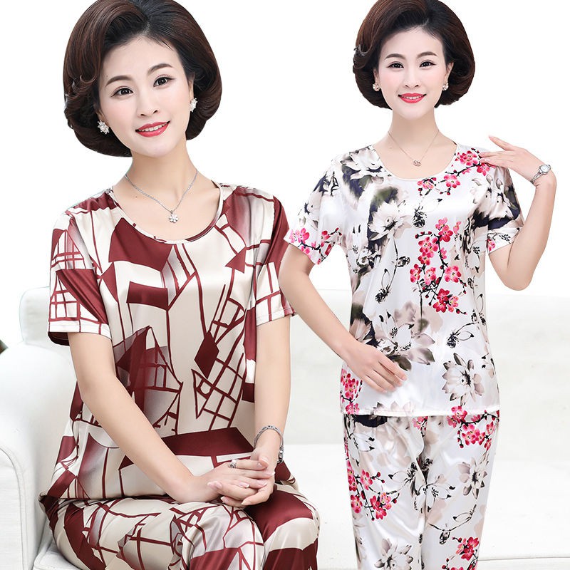 Bộ Đồ Ngủ Ngắn Tay Bằng Lụa Xinh Xắn Dành Cho Nữ