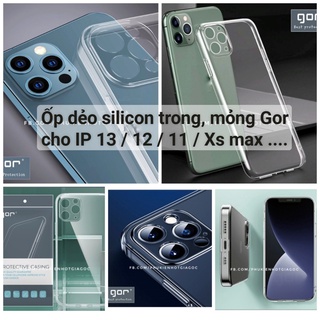 Ốp lưng dẻo Silicon Gor siêu mỏng IP 14 Pro max / 13 mini / 12 Pro max / 12 / 11 Pro max / XS max / X / XR / 7 8 PLUS