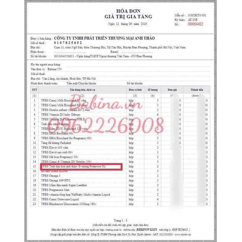 Tinh dầu hoa anh thảo Backmore 190 viên (date 2024) | Thế Giới Skin Care