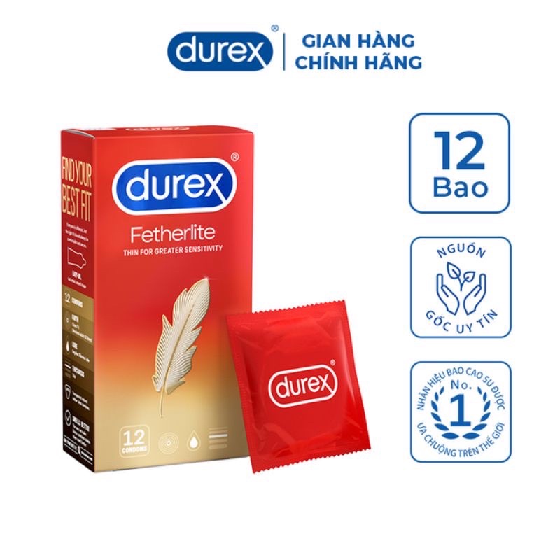 Bao cao su Durex Fetherlite Condom Durex siêu mỏng ôm khít hàng nội địa úc Hộp 30 chiếc