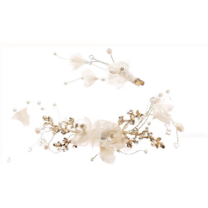 Cài tóc cô dâu hoa voan