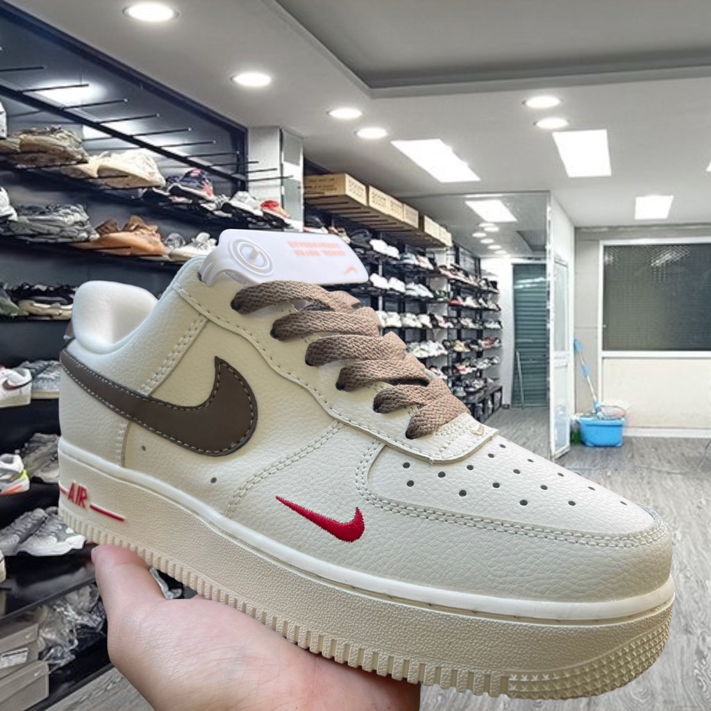 Giày _Nike Air force 1, Air Force 1 vệt nâu, AF1 tích nâu trắng Full Box Bill - Yabi_boutique