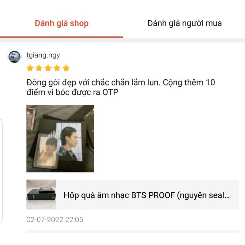 Hộp quà âm nhạc BTS Proof