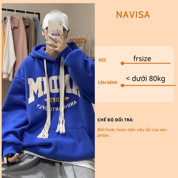 Áo nỉ hoodie nữ form rộng cute hàn quốc NAVISA M409