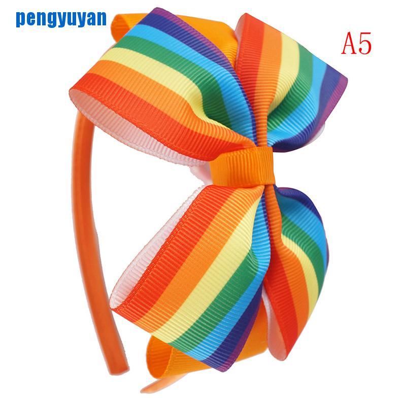 Băng Đô Nơ Màu Cầu Vồng Dễ Thương Xinh Xắn