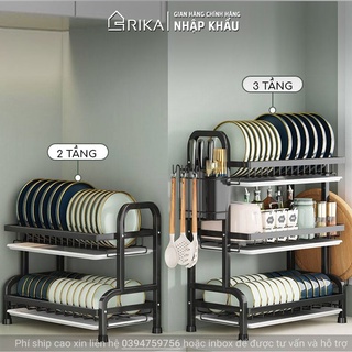 Ệ để chén bát đĩa trên bồi rửa đa năng thông minh nhà bếp rika kgb-06, kèm ống đũa giá dao thớt 2 3 tầng