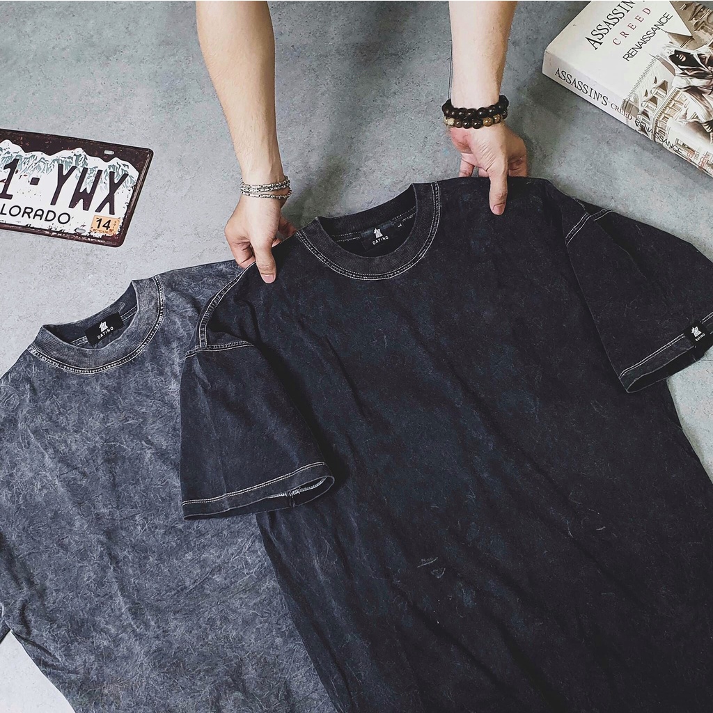 Áo thun wash tay lỡ DATINO phông unisex chất liệu 100% Cotton form rộng tie dye acid wash