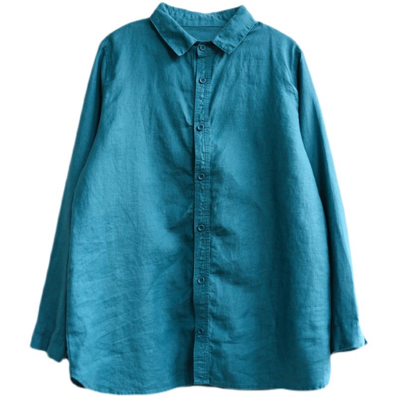 Ice retro embroidered cotton linen thin tops ramie short-sleeved shirt pick-up special ~ Japanese