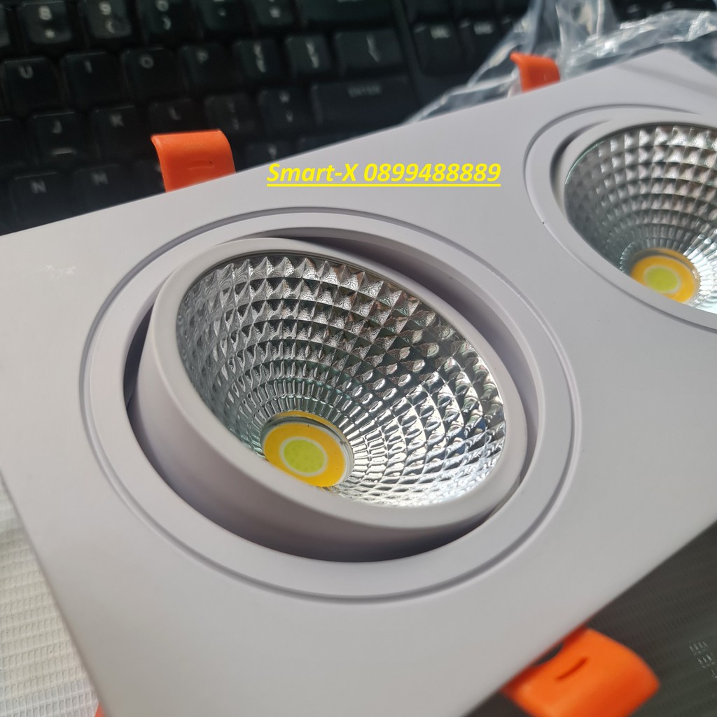 Đèn led đôi âm trần mắt trâu 7W hàng cao cấp ánh có thể chỉnh hướng ánh sáng chế độ 3 màu và 1 màu , bảo hành 2 năm