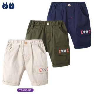 Quần Kaki bé trai WELLKIDS quần short kaki cho bé họa tiết thể thao hàng xuất Âu Mỹ