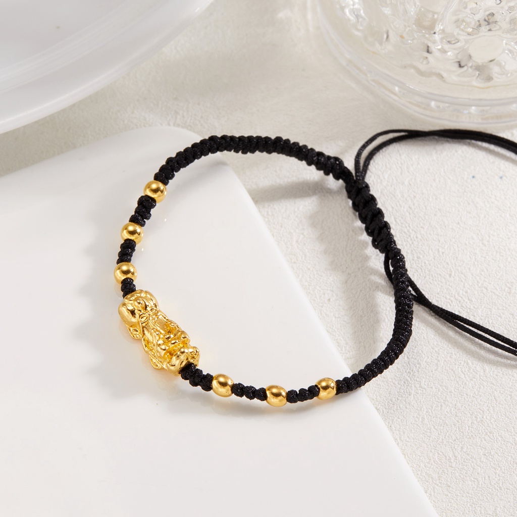 Vòng đeo tay RINHOO FRIENDSHIP dây bện đỏ đen may mắn