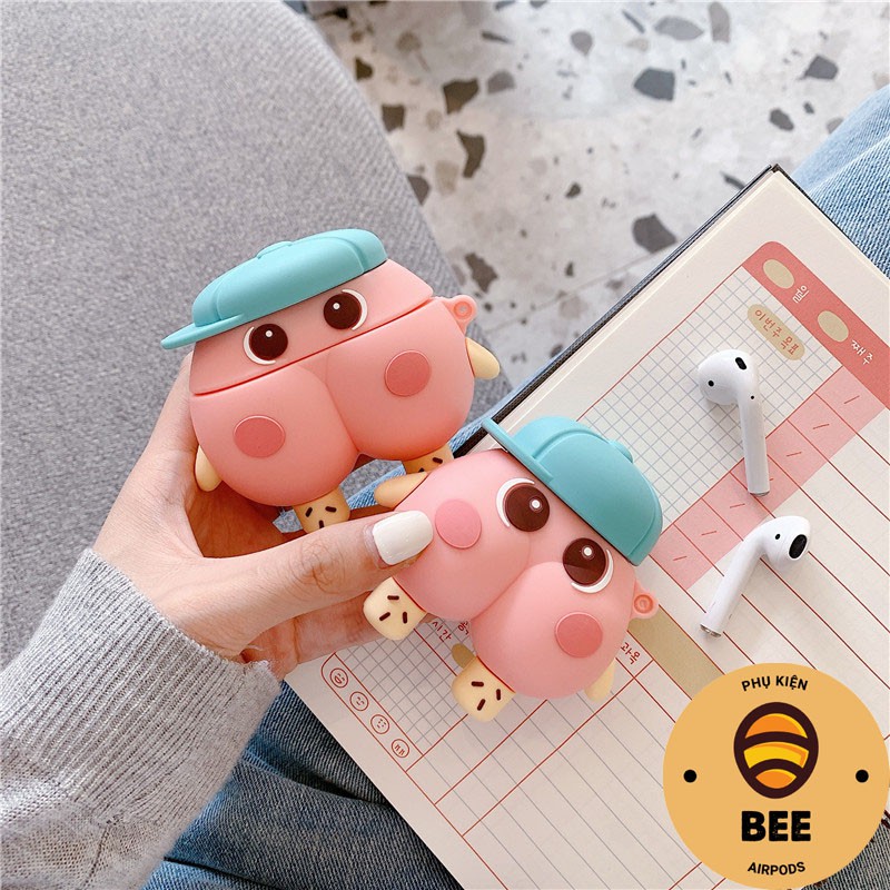 Case Airpod 1 2 Pro Vỏ Bọc Airpod Đựng Tai Nghe Airpods Mông Hồng Đội Mũ Chất Liệu Silicon Dẻo Siêu Cute - BEE SHOP