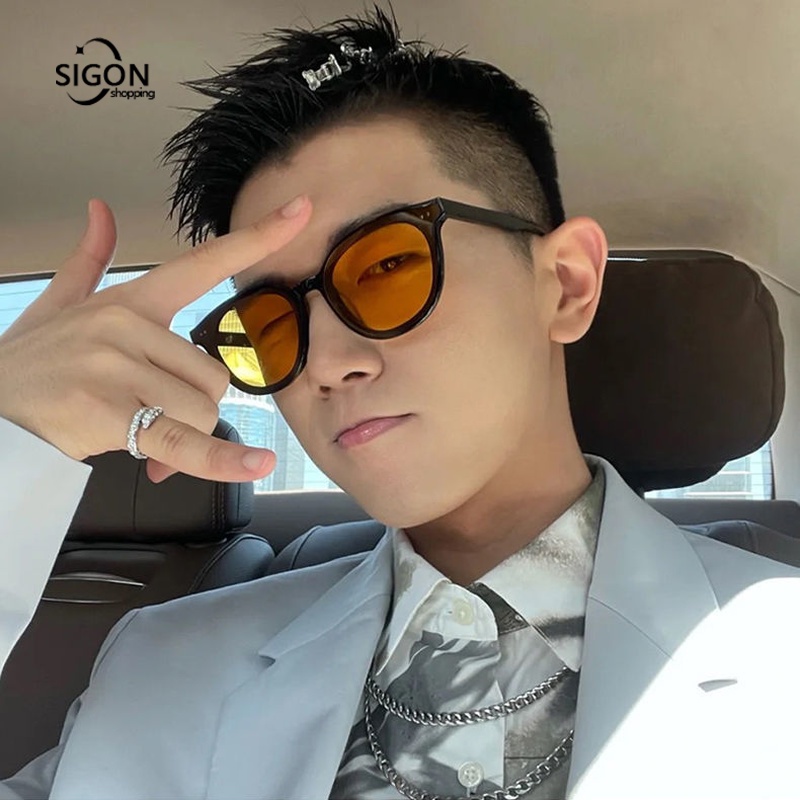 Kính Mát Gọng Tròng Màu Vàng Trà Chống Tia UV Thời Trang Cho Nam Và Nữ