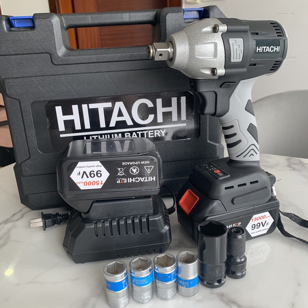 Tặng bộ 6 đầu khẩu - Máy siết bulong Hitachi 99V, Khoan Pin, Bắn Vít, Xiết ốc KHÔNG CHỔI THAN, Loại 2 PIN