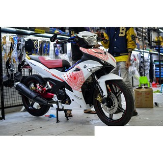 Tem trùm exciter 150 trắng đỏ trống đồng mẫu mới, độ team decal xe ex dán đời 2015-2020