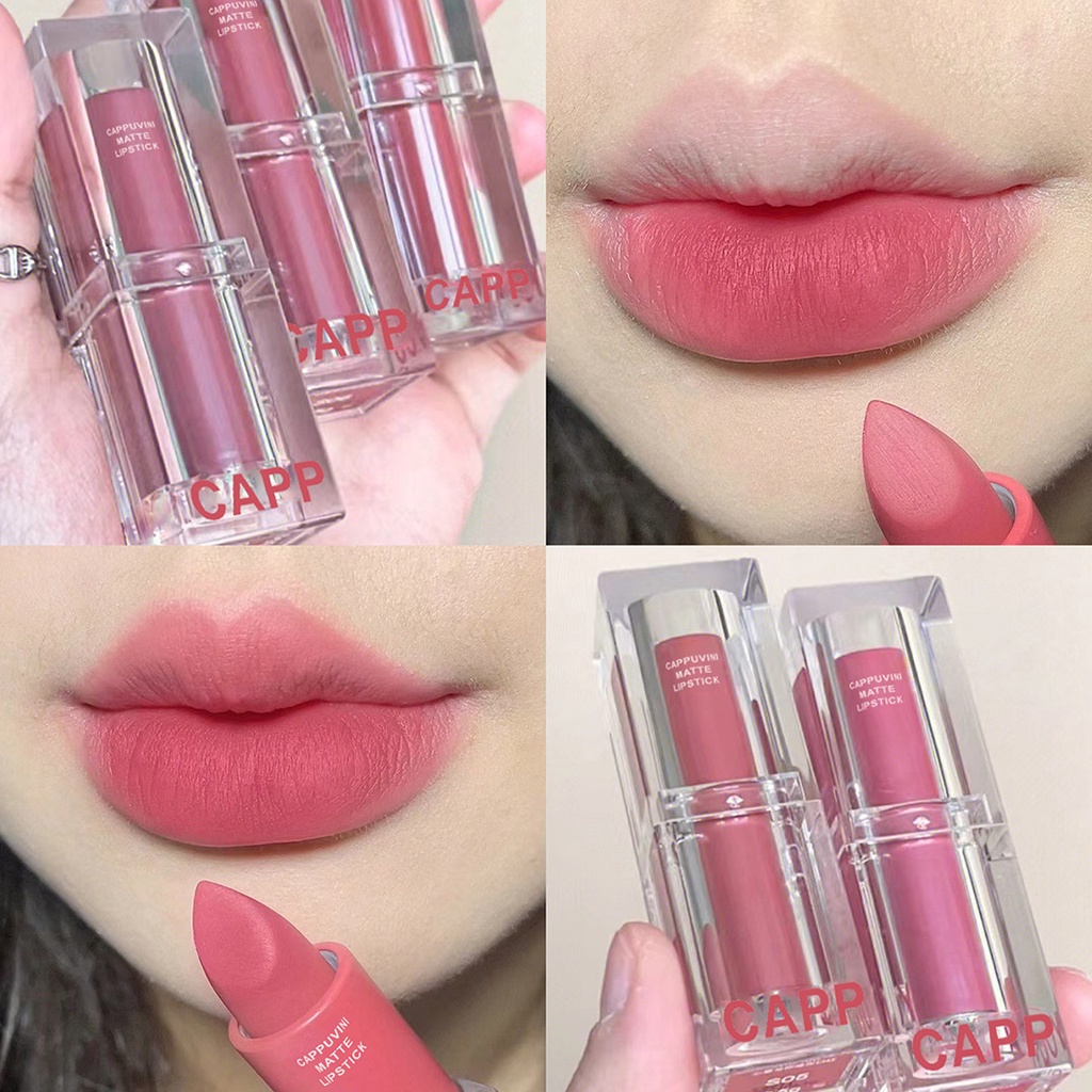 Son Môi Cappuvini Acrylic Trong Suốt Màu Trắng Đào Lãng Mạn
