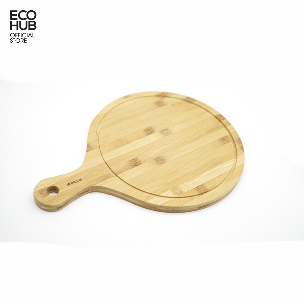Thớt tre tròn có tay cầm ECOHUB kích thước 42x30cm (Bamboo Cutting Board With Handle)