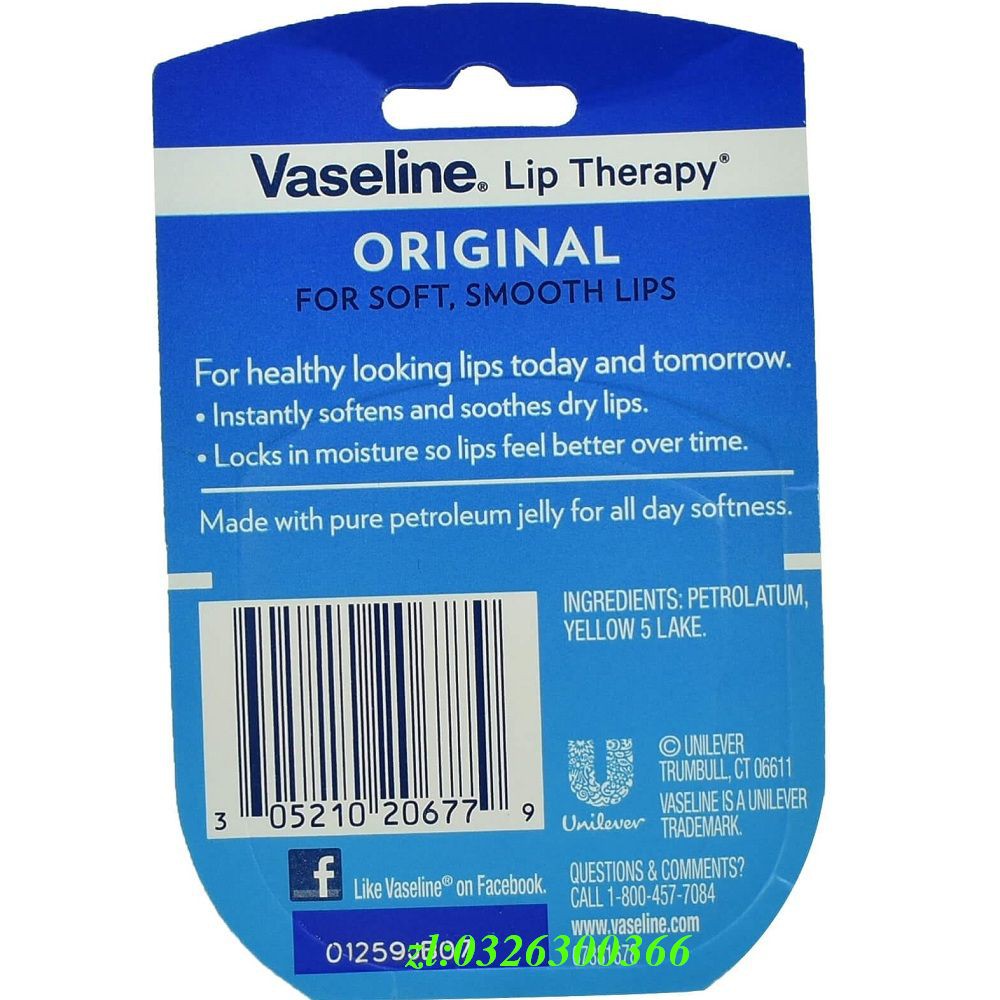 Sáp Dưỡng Môi 7g Vaseline Lip Therapy Original Không Màu