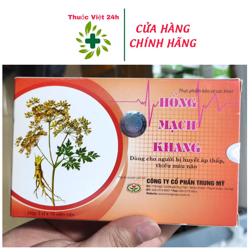 Hồng Mạch Khang (Hộp 3 vỉ x 10 viên) - Dành Cho Người Huyết Áp Thấp - thuocviet24h