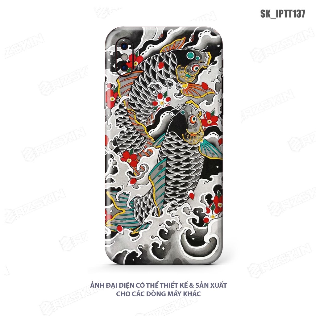 Miếng Dán Skin In Hình Tattoo Độc Lạ IPhone 7/14 Pro Max |SK_IPTT137| Chất Liệu Skin 3M, Khuôn Cắt CNC, Dễ Dán Tại Nhà