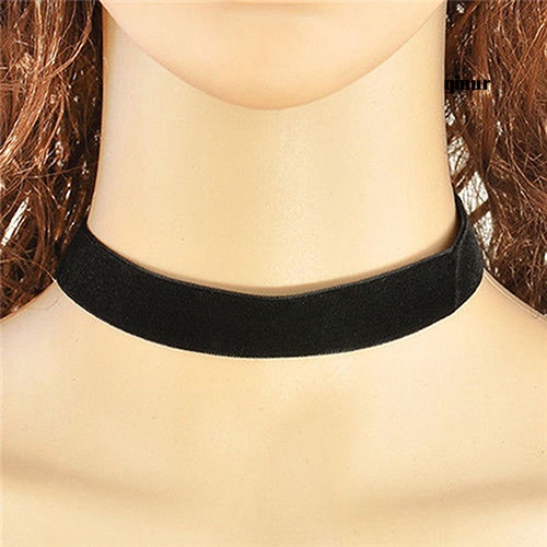 Vòng cổ choker vải nhung màu đen phong cách gothic đơn giản cho nữ