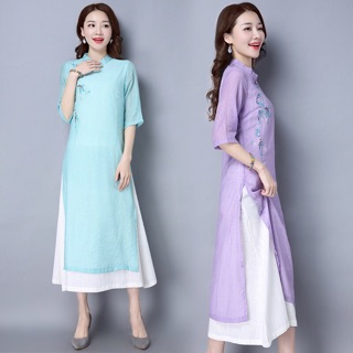 Áo dài cách tân chất liệu tơ sống (oder)