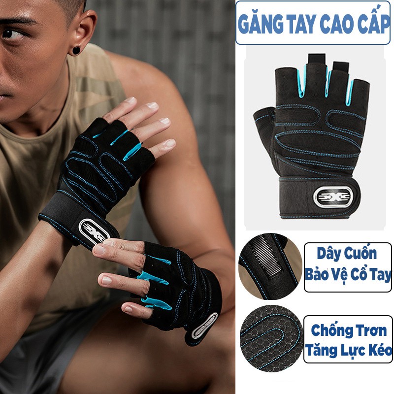 Găng tay tập gym thể thao chất liệu ma sát chống trơn trượt