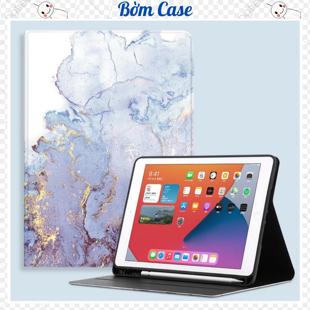 Ốp ipad Silicon Khay bút Vân đá đẹp ốp ipad Air 5,4,3,2,1 - Gen 5,6,7,8,9 - Pro 11,10.5,Mini 6...BỜM CASE