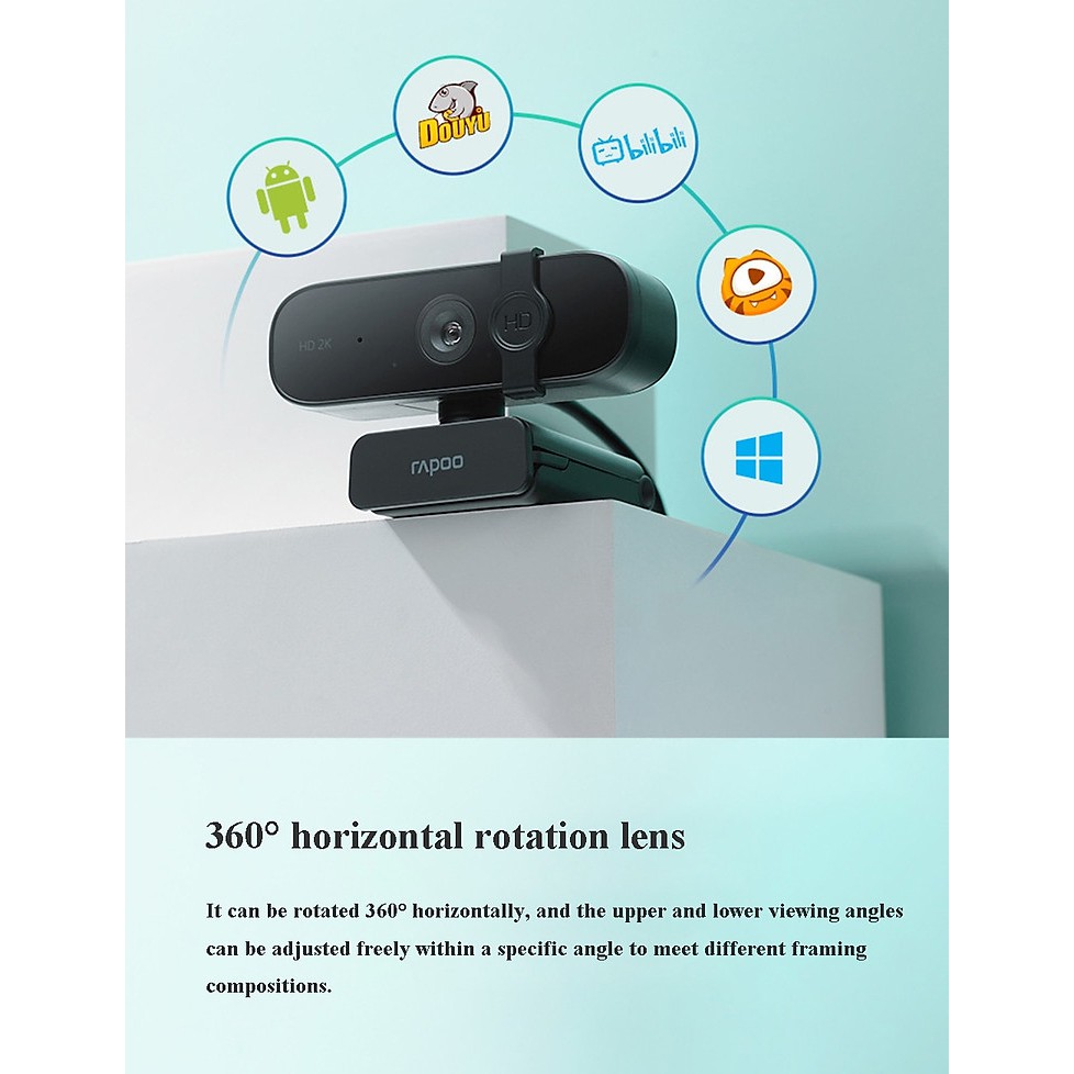 Webcam Rapoo C280 2K (2560 x 1440) 4MP 2K/30fps - Bảo hành chính hãng 2 năm