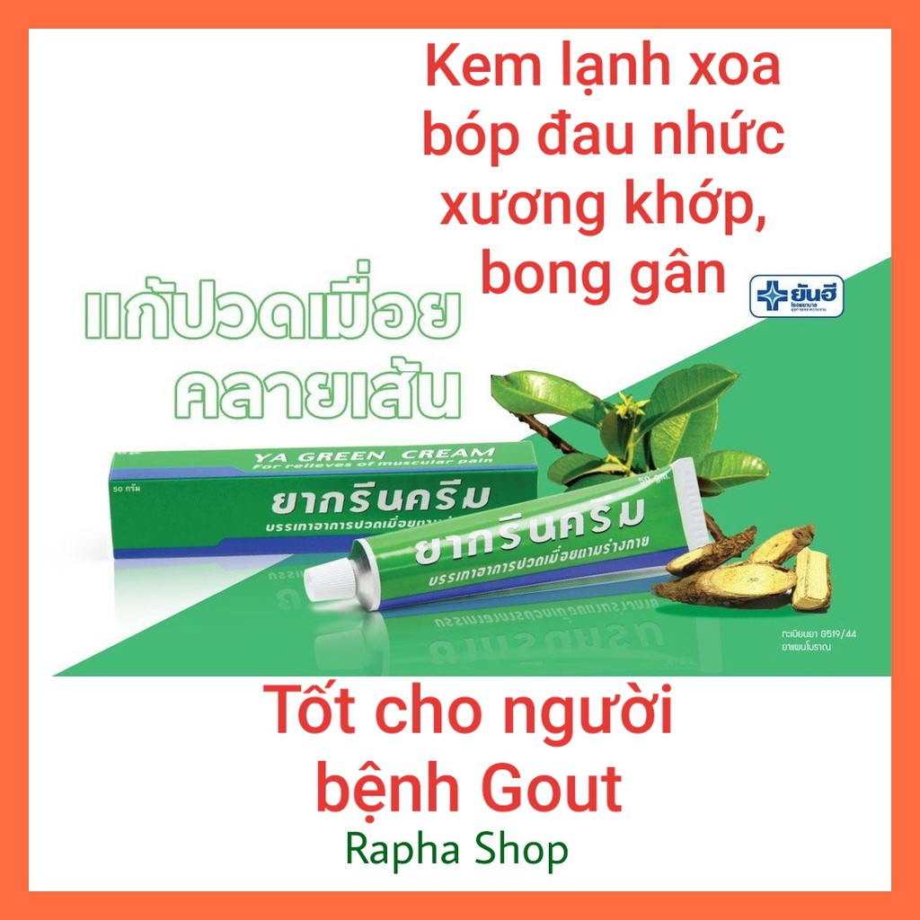 Dầu Lạnh Xoa Bóp Đau Nhức Xương Khớp, Bong Gân, Tốt Cho Bệnh Guot YA GREEN CREAM Thái Lan 50gr