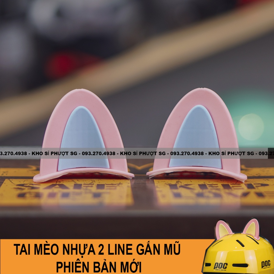 BST Tai mèo nhựa nhiều màu sắc phiên bản đặc biệt gắn nón bảo hiểm phượt 3/4 fullface