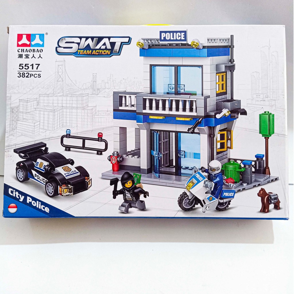 Lego xe ngôi nhà cảnh sát - đồ chơi xếp hình lắp ráp xe ngôi nhà cảnh sát với 382 miếng ghép