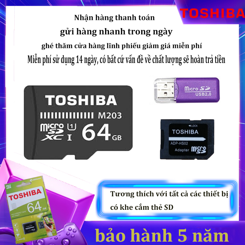 Thẻ nhớ Micro SD XC Toshiba M203 UHS-I U1 64GB 100MB/s (Đen) qùa tặng  kèm Adapter